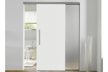 White sliding door with side panels