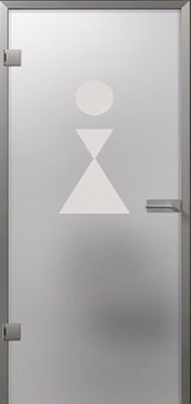 WC Lady Type 2 design on frosted glass