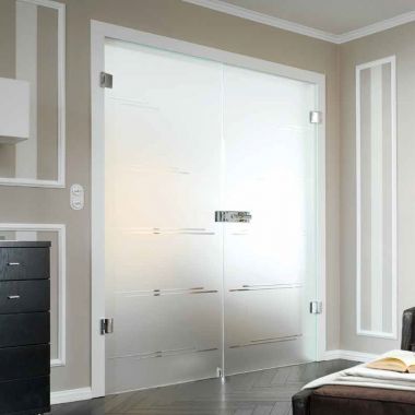 Castello Grooved Glass Door Design - Double Glass Doors